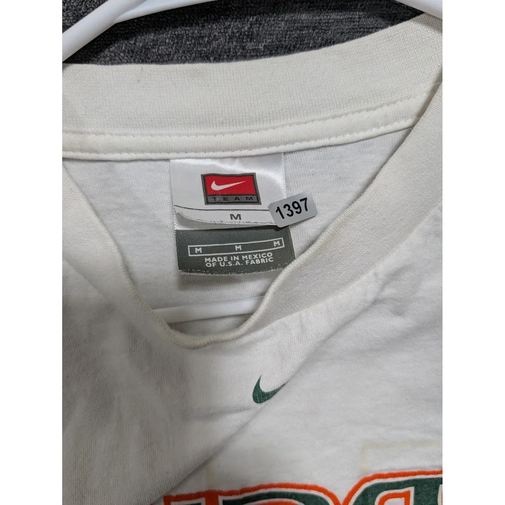 Vintage Nike Center Swoosh Miami Hurricanes Long Sleeve Shirt  Mens Medium 1397